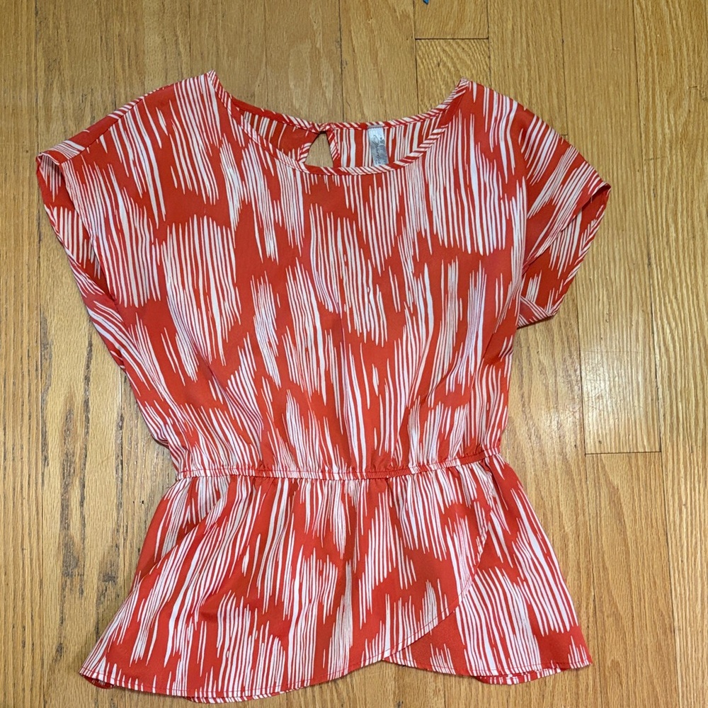 Ophelia & Co. Red and White Patterned Blouse